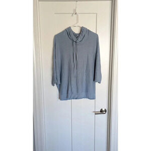 Pure Jill Organic Cotton Cashmere Blue Cowl Neck Raglan Sweater sz S